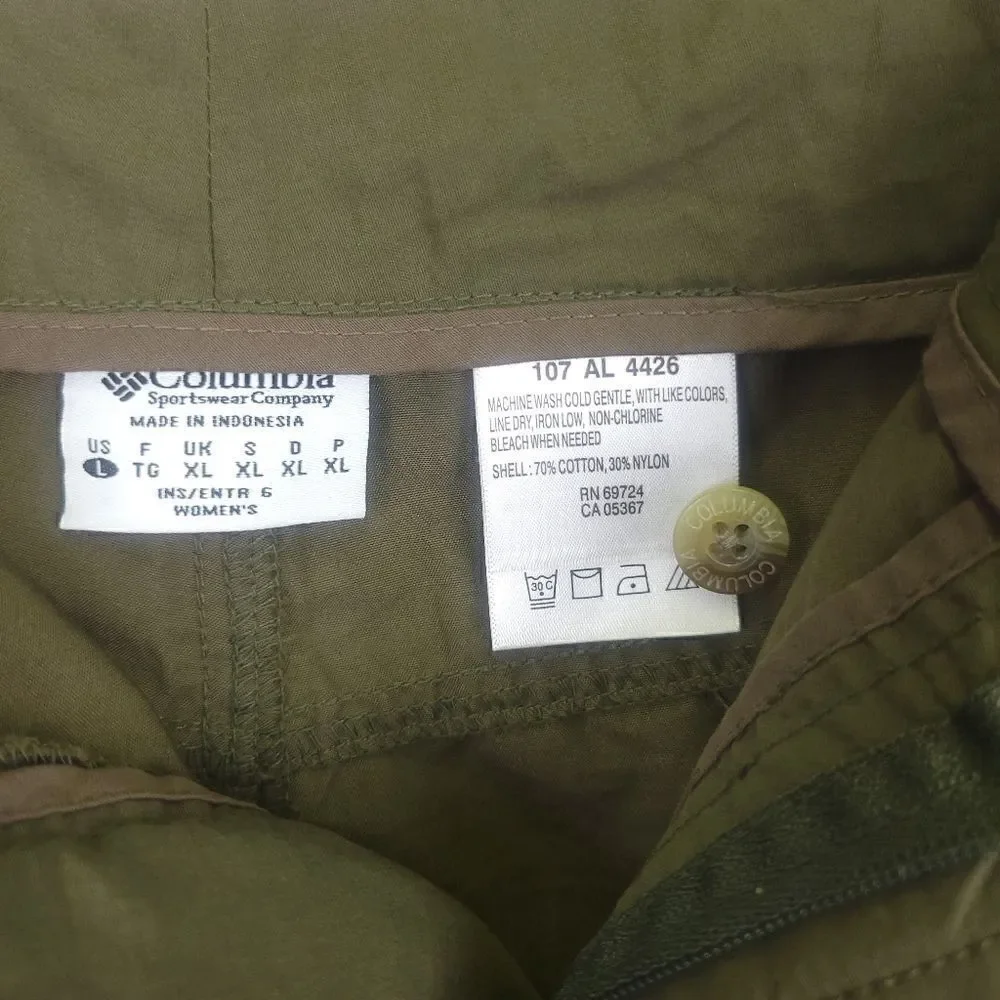 Columbia Green Cargo Utility Hiking Shorts Size Large